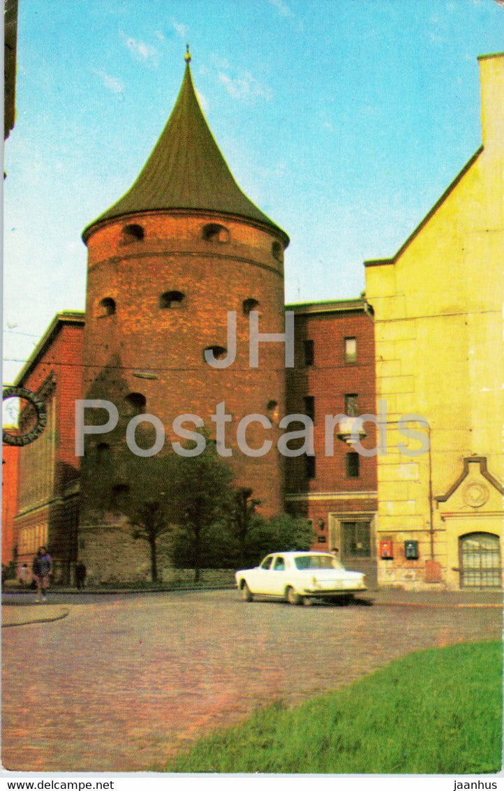 Riga - Old Town - Powder Tower - car Volga - 1976 - Latvia USSR - unused - JH Postcards