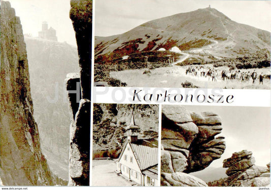 Karkonosze - Schronisko PTTK Nad Snieznymi Kotlami -Sniezka - Samotnia - Konskie Lby - multiview - 1976 - Poland - used - JH Postcards