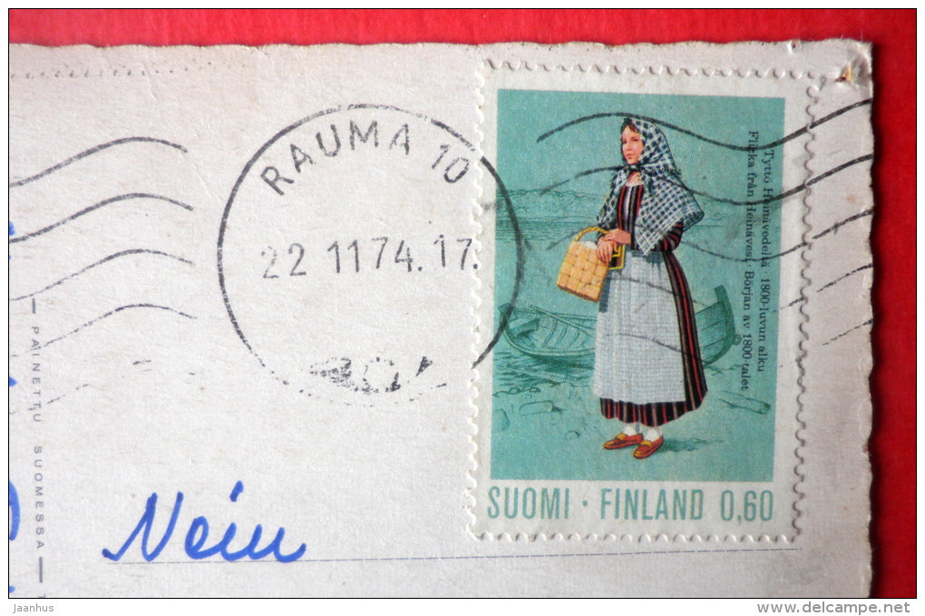 illustration - motorbike - 2513/8 - Finland - sent from Finland Rauma to Estonia USSR 1974 - JH Postcards