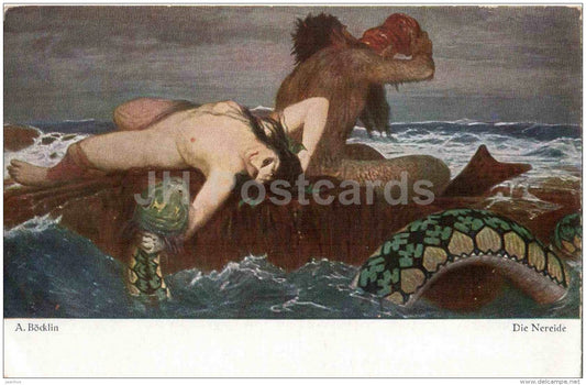 painting by A. Böcklin - Die Nereide - nereid - Bruckmanns Bildkarte - swiss art - unused - JH Postcards