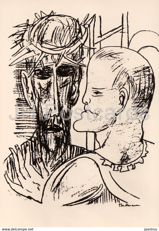 Drawing by Max Beckmann - Christus und Pilatus - German art - Germany DDR - unused - JH Postcards