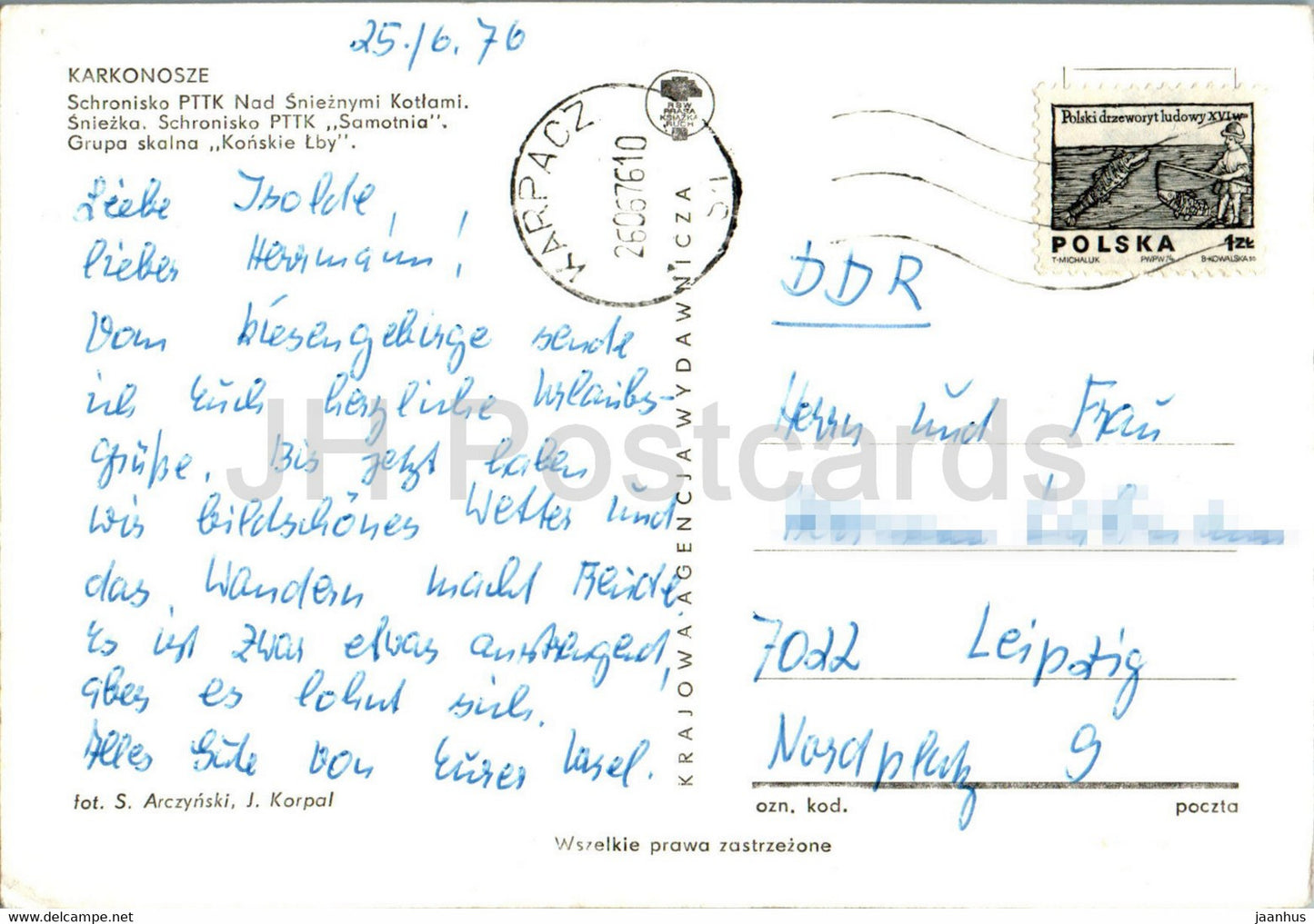 Karkonosze - Schronisko PTTK Nad Snieznymi Kotlami -Sniezka - Samotnia - Konskie Lby - multiview - 1976 - Poland - used