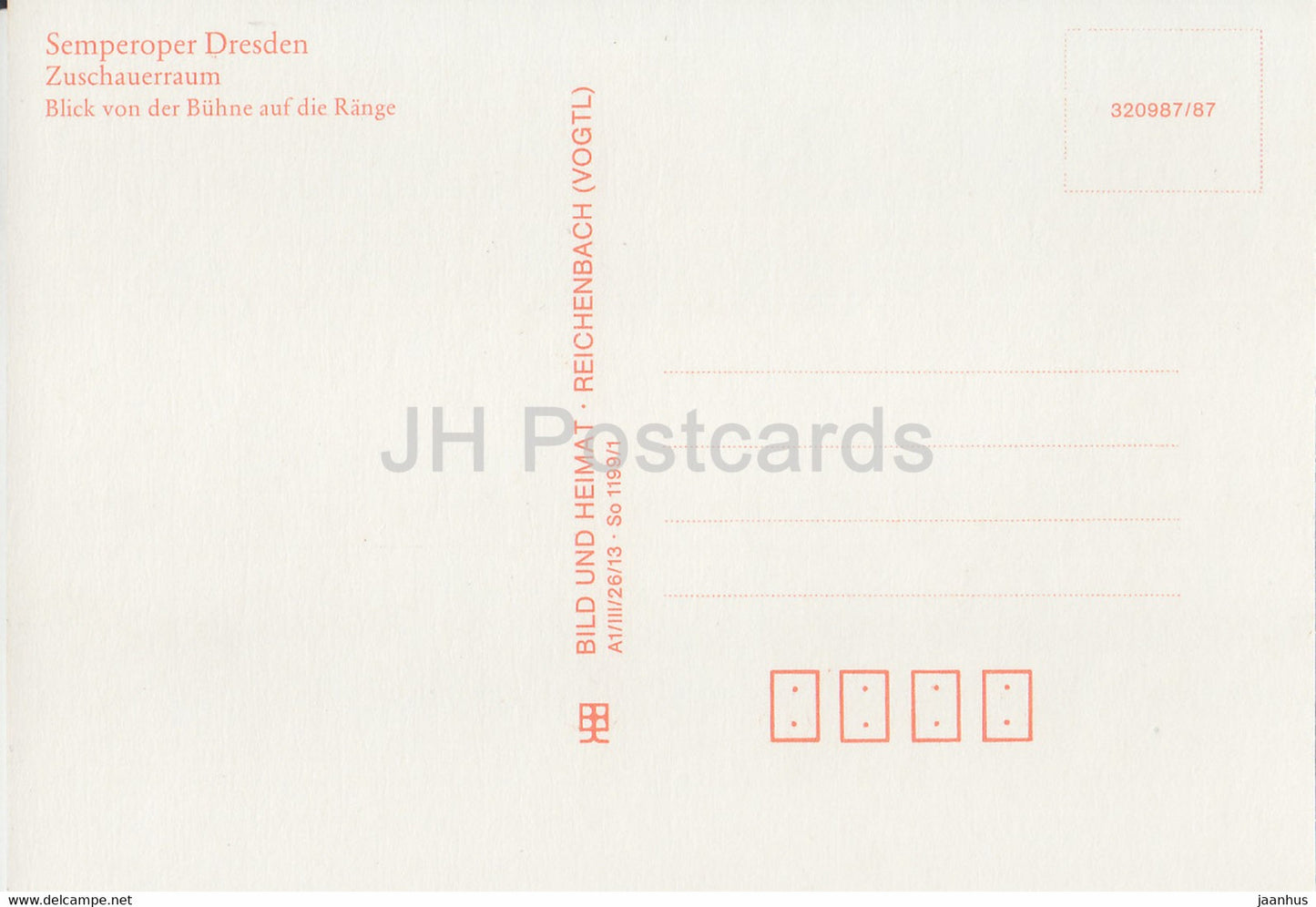 Semperoper Dresden - Zuschauerraum - Blick von der Buhne auf die Range - Opéra de Dresde - DDR Allemagne - inutilisé
