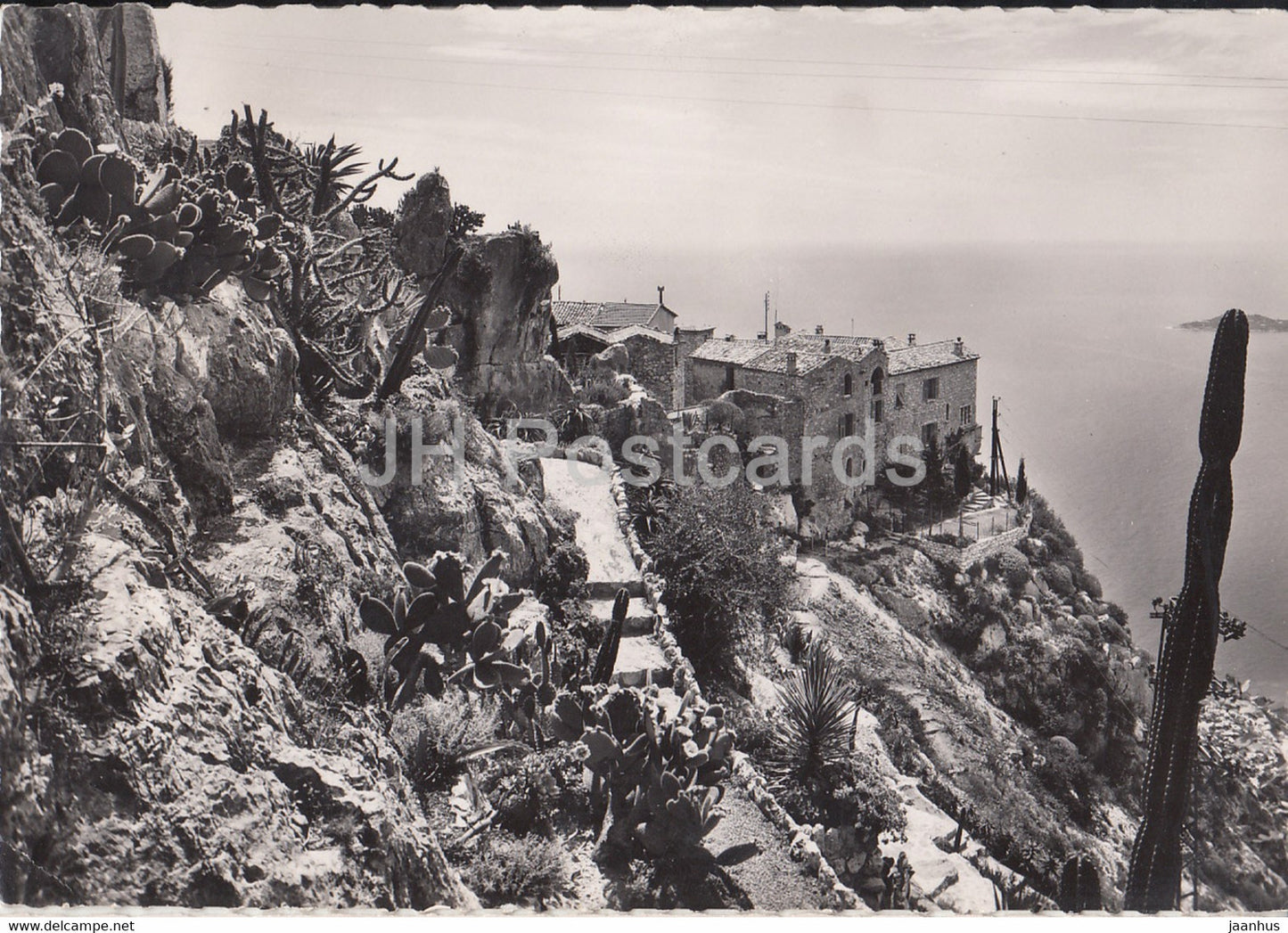 Eze Village - Vue Sur le Jardin exotique et le village - old postcard - 1954 - France - used - JH Postcards