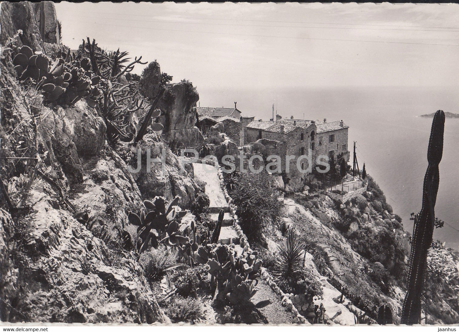Eze Village - Vue Sur le Jardin exotique et le village - old postcard - 1954 - France - used - JH Postcards