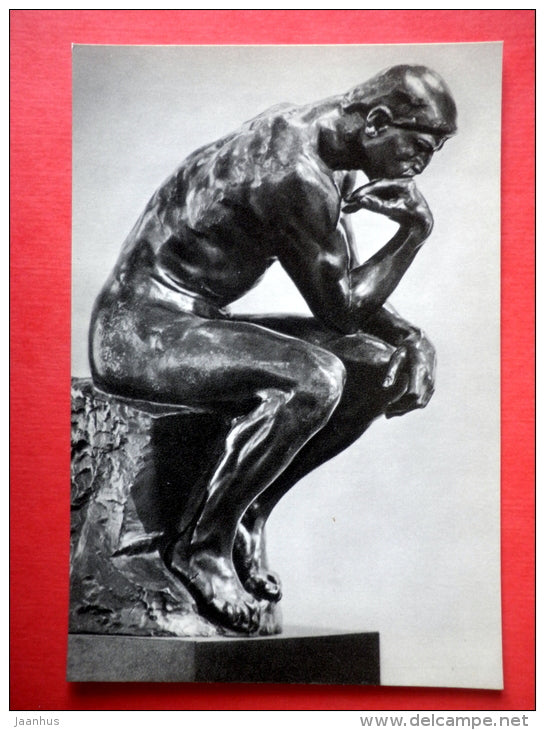 The Thinker , 1880 - sculpture by August Rodin - french art - unused - JH Postcards