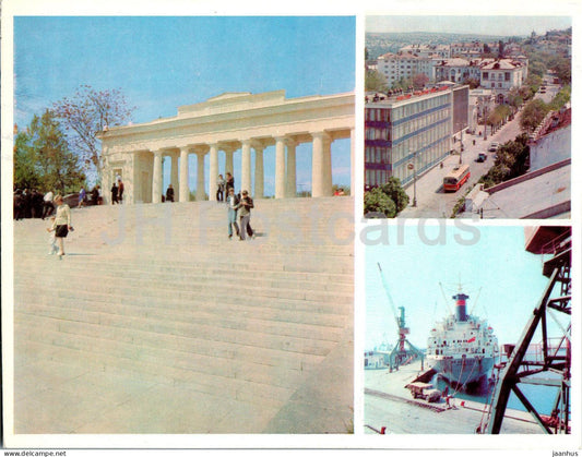 Sevastopol - Grafskaya pier - Lenin street - Kamyshevaya bay - ship - trolleybus - Crimea - 1977 - Ukraine USSR - unused - JH Postcards