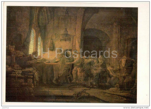 painting by Rembrandt - Parable of the Labourers in the Vineyard , 1637 - dutch art - unused - JH Postcards