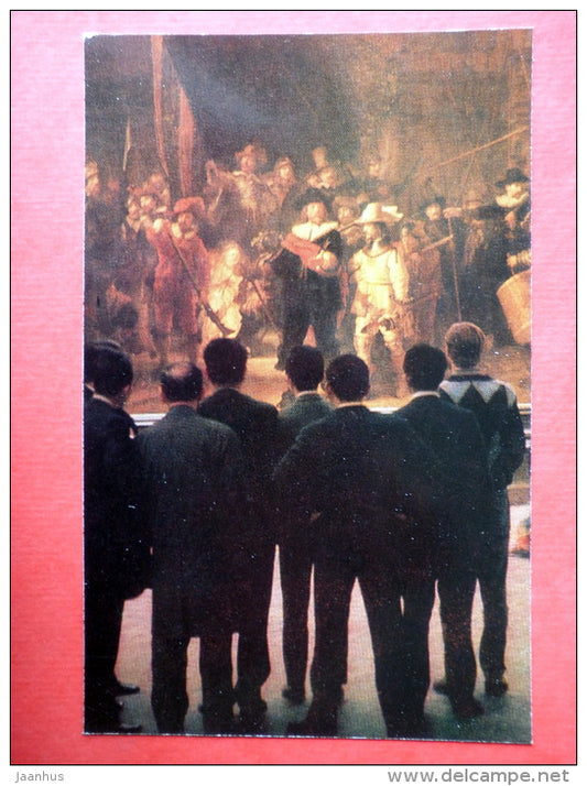 National Museum - at Rembrandt painting Night Watch - Amsterdam - 1976 - Netherlands - unused - JH Postcards