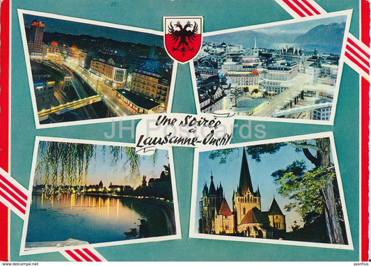 Une Soiree Lausanne Ouchy - Tour Bel Air - Grand Pont - Quai d'Ouchy - Cathedrale - 619 - Switzerland - unused - JH Postcards
