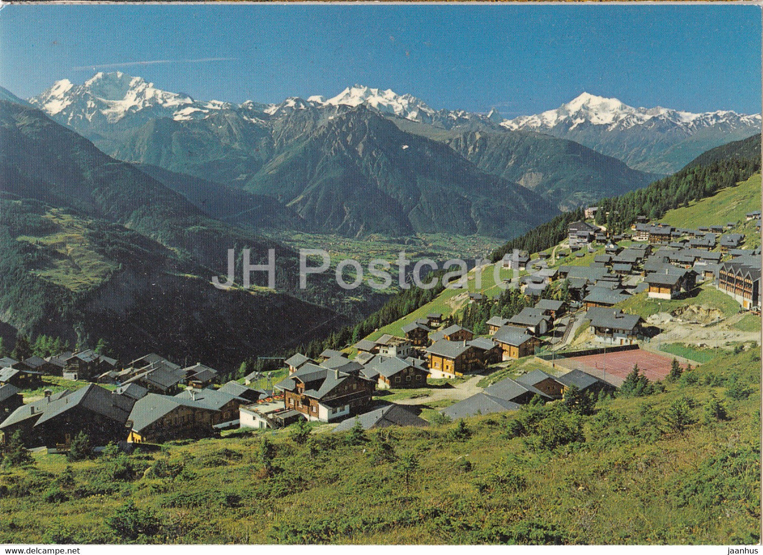 Bettmeralp 1938 m - Weissmies - Fletschhorn - Alphubel - Dom - Matterhorn - Weisshorn - 1989 - Switzerland - used - JH Postcards