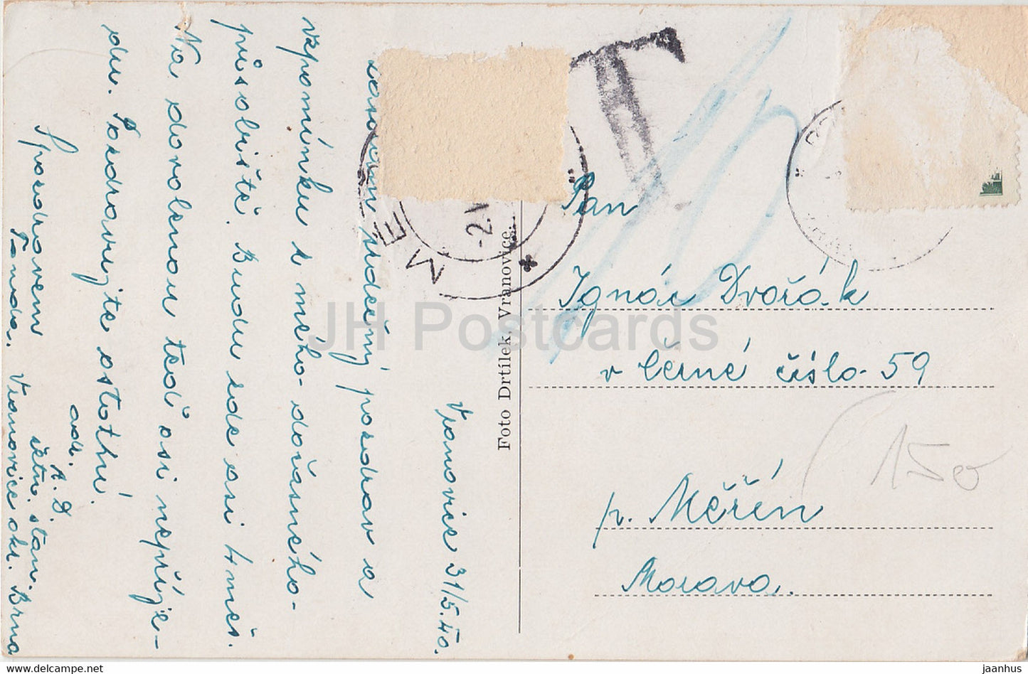 Vranovice - old postcard - 1940 - Czech Republic - used