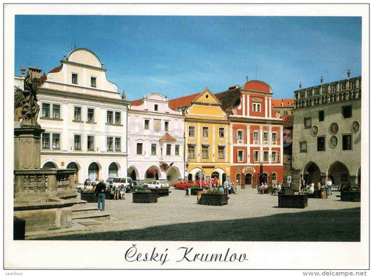 Cesky Krumlov - Svornosti square - town hall - Czechoslovakia - Czech - used 1993 - JH Postcards