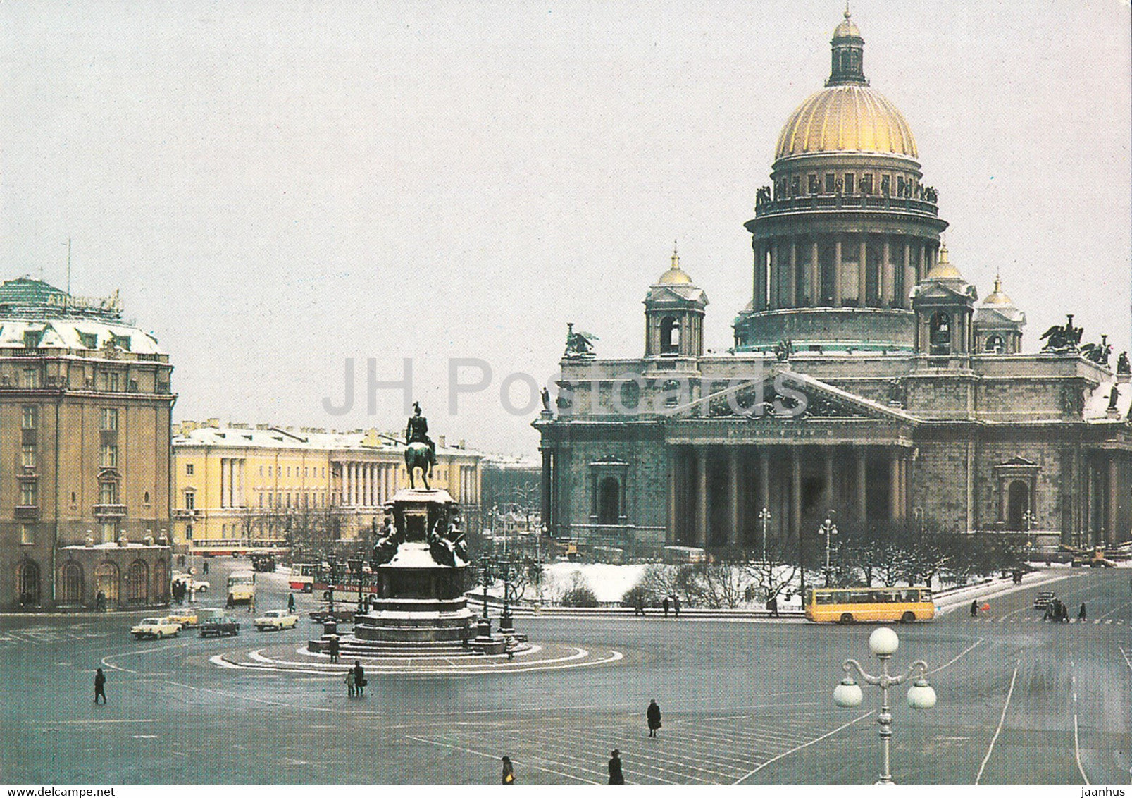 Leningrad - St Petersburg - St Isaac's Squzre - bus Ikarus - 1984 - Russia USSR - unused - JH Postcards