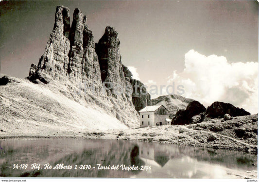 Rif Re Alberto 2670 - Torri del Vajolet 2794 - old postcard - Italy - unused - JH Postcards