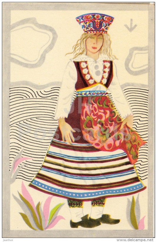 Saaremaa Mustjala - Folk Costumes of Estonian Islands - national costumes - 1973 - Estonia USSR - unused - JH Postcards
