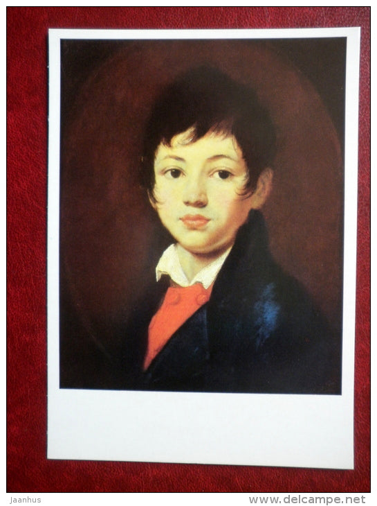 painting by Orest Kiprensky , Portrait of Alexander Alexandrovich Chelischev , 1809 - russian art - unused - JH Postcards