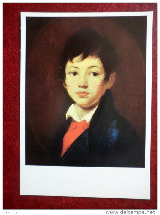 painting by Orest Kiprensky , Portrait of Alexander Alexandrovich Chelischev , 1809 - russian art - unused - JH Postcards