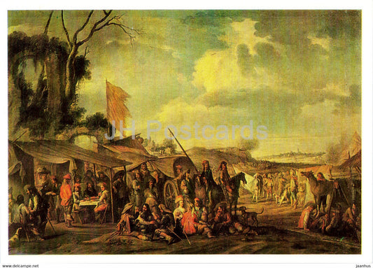 painting by Cornelis de Wael - Camp near the Ruins - Flemish art - 1988 - Russia USSR - unused - JH Postcards