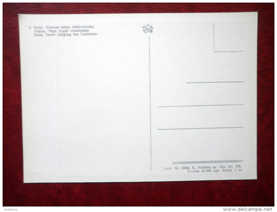 Devil Judging the Taleteller , Raila , Lithuania - Devils of the World - 1971 - Lithuania USSR - unused - JH Postcards