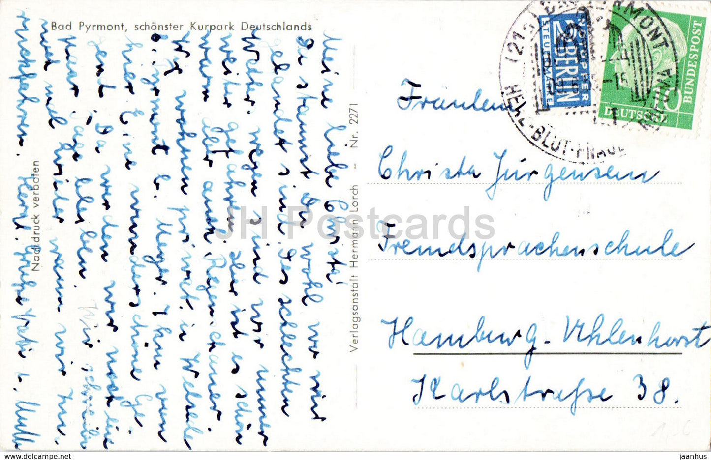 Bad Pyrmont - Fontanenallee - Kurhaus - Palmengarten - Weisse Brucke - carte postale ancienne - 1955 - Allemagne - utilisé