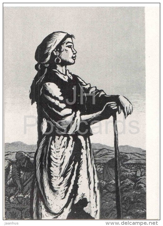 painting by L. Ilyina - Beetroot worker - russian art - unused - JH Postcards