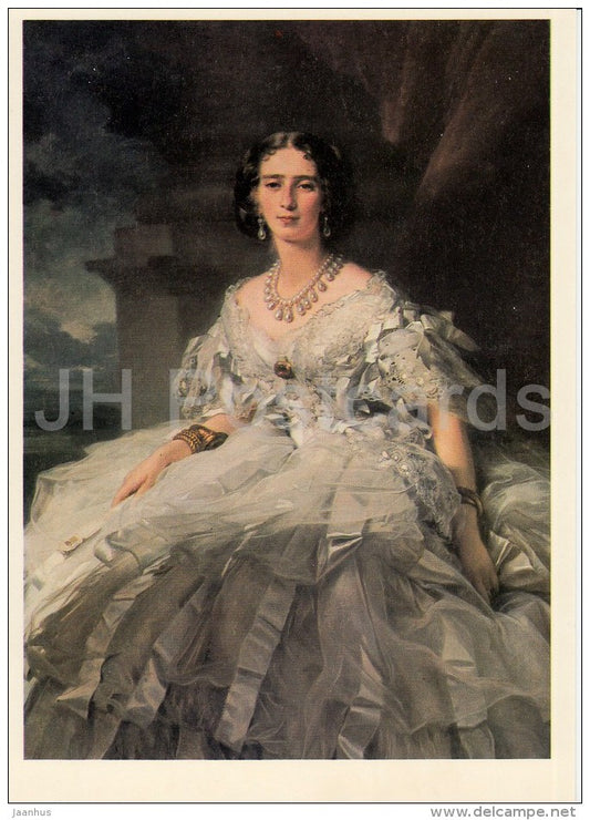 painting by Francois Winterhalter - Portrait of T. Yusupova , 1858 - woman - French art - Russia USSR - 1983 - unused - JH Postcards