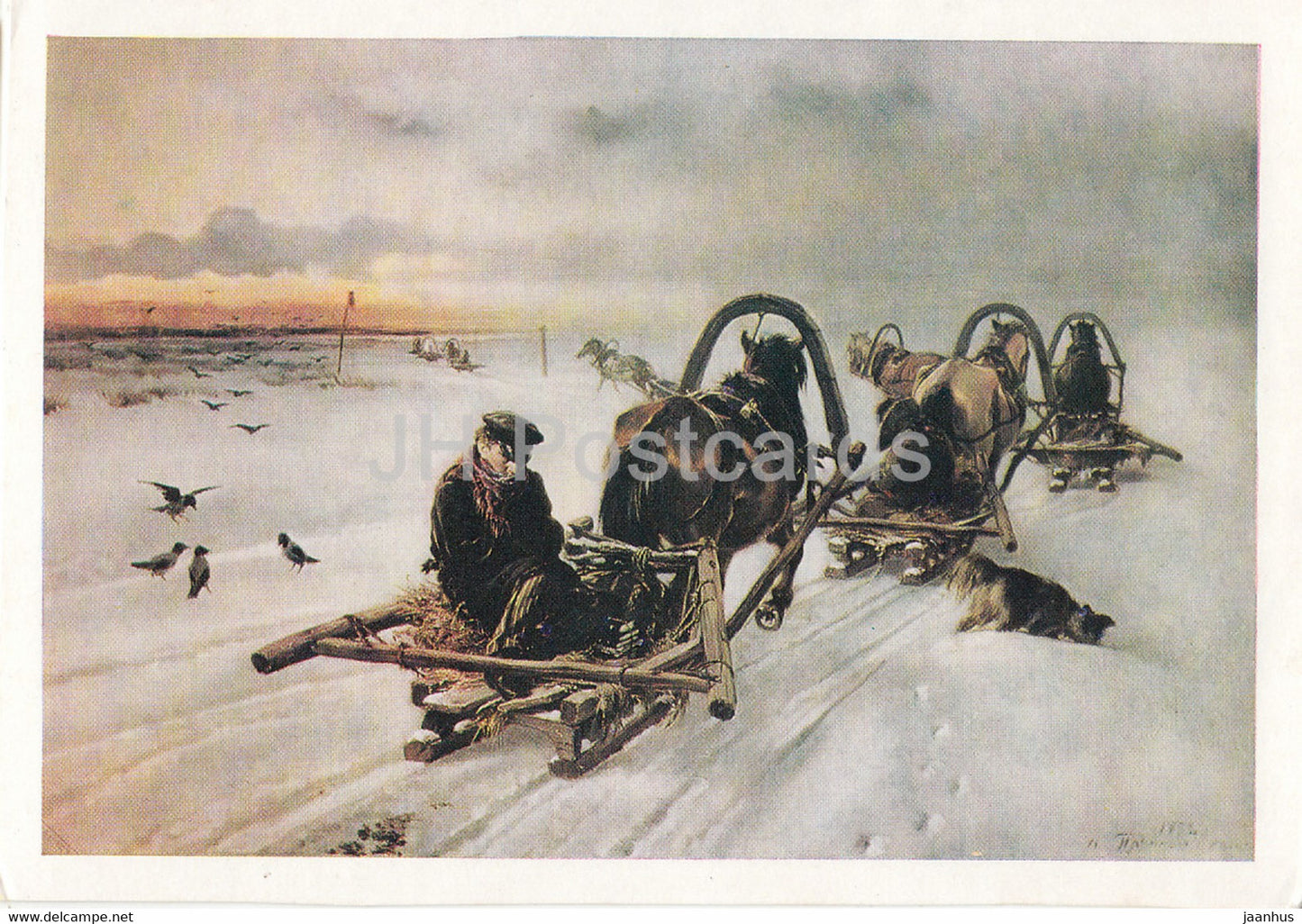 painting by Illarion Prjanischnikow - Ins DorI- horse - into the Village - Russian art - 1971 - Germany - unused - JH Postcards