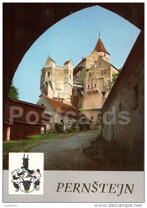 Pernstejn castle - Czechoslovakia - Czech - used 1977 - JH Postcards