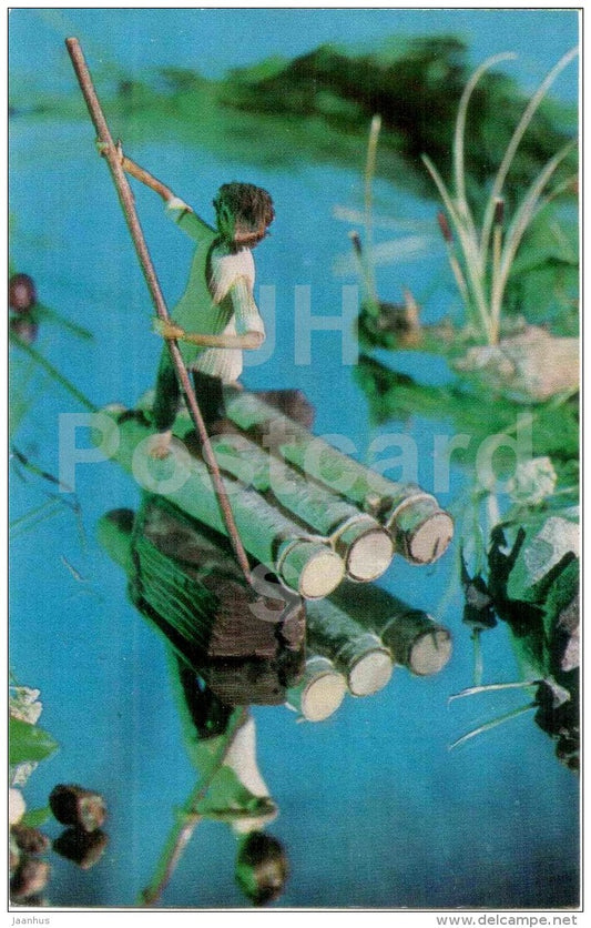 A Raftsman - Magic of the Woods - wooden figures - 1971 - Russia USSR - unused - JH Postcards