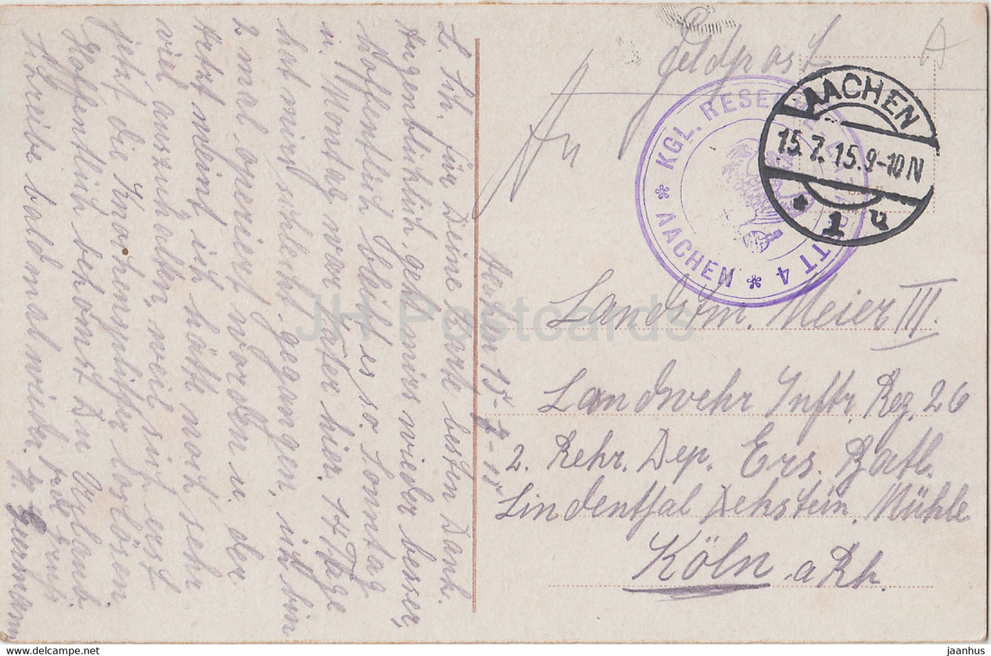 Aachen - Feldpost - alte Postkarte - 1915 - Deutschland - gebraucht