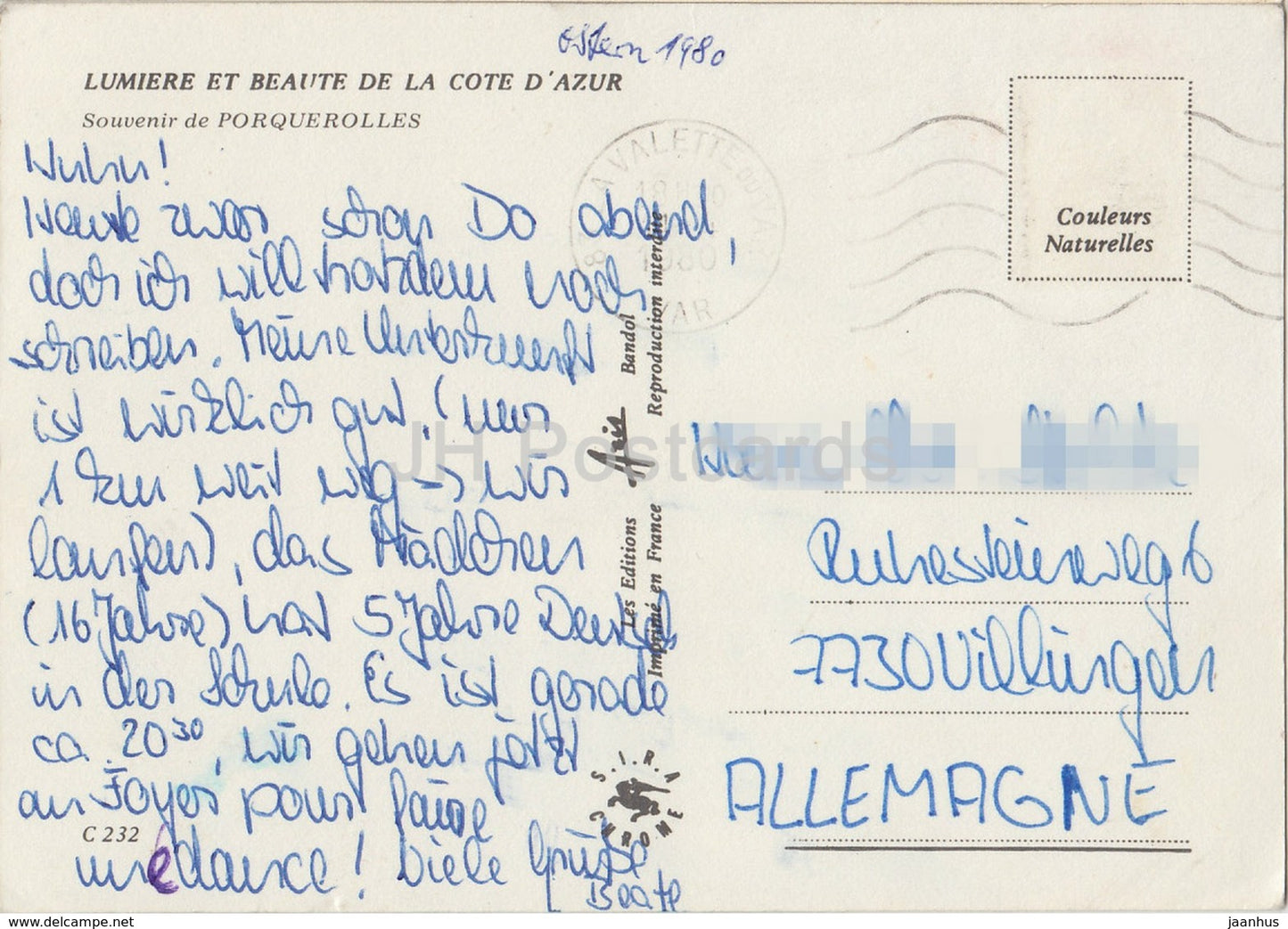 Porquerolles - Côte d'Azur - Strand - Hafen - Boot - Kirche - Multiview - Frankreich - 1980 - gebraucht