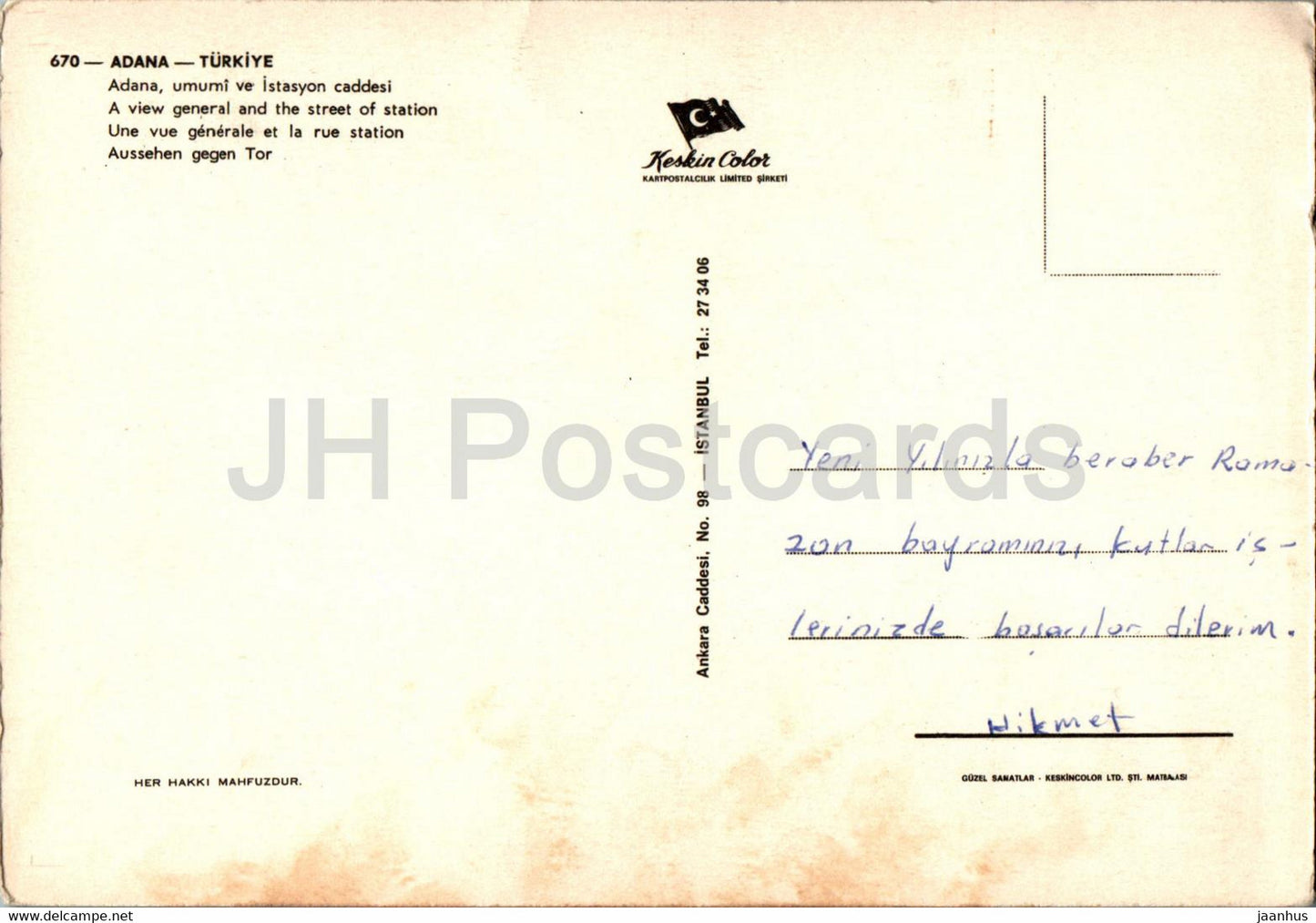 Adana - A view general and the street of station - 670 - Turkey - used