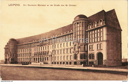 Leipzig - Die Deutsche Bucherei an der Strasse des 18 Oktober - old postcard - Germany - used - JH Postcards