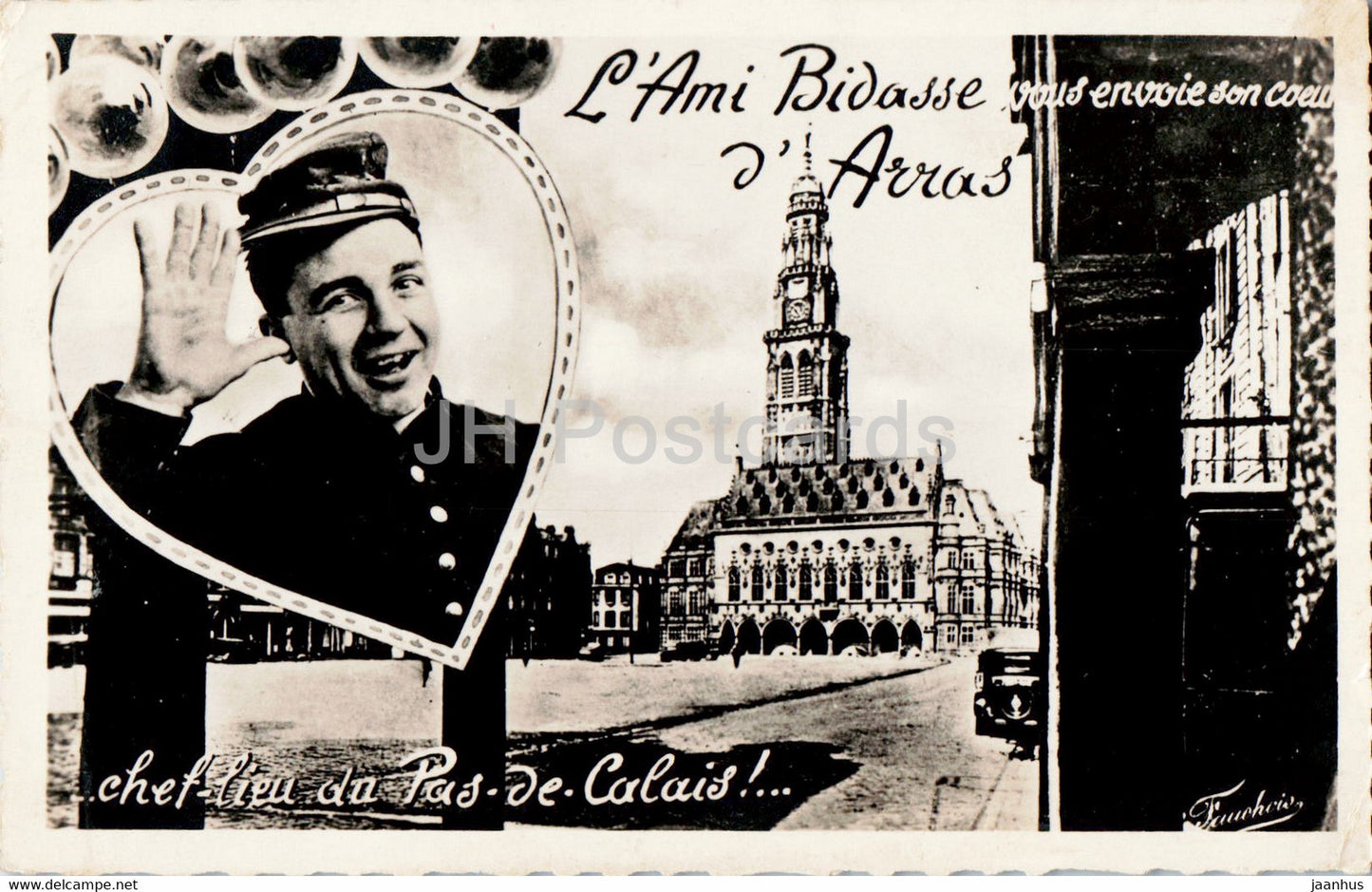 L'Ami Bidasse vous envoie son coeur d'Arras - chef lieu du Pas de Calais - old postcard - 1951 - France - used - JH Postcards