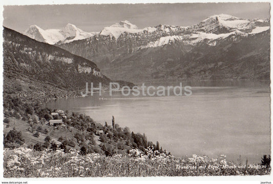 Thunersee mit Eiger - Monch und Jungfrau - 1539 - Switzerland - old postcard - unused - JH Postcards
