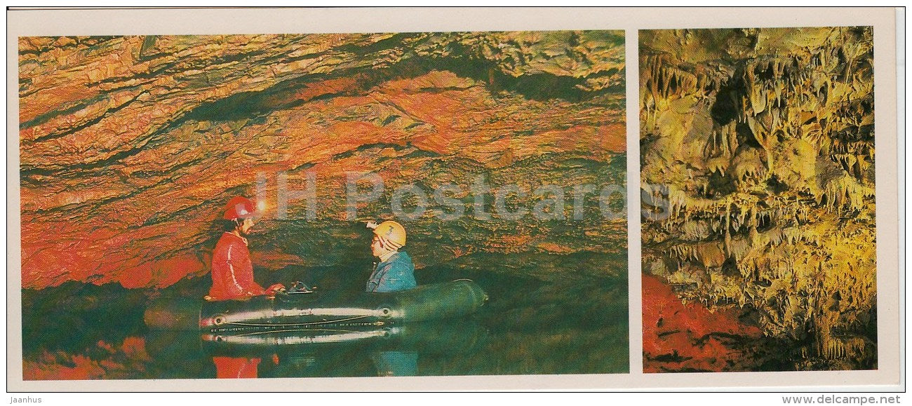 stone waterfalls - cave of Shulgan-Tash - Caves of Bashkortostan Bashkiria - 1984 - Russia USSR - unused - JH Postcards