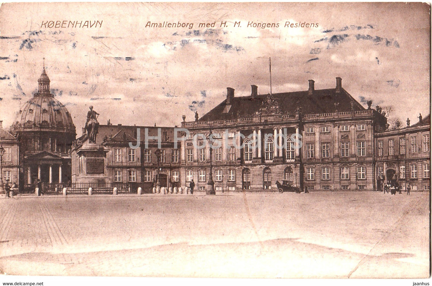 Copenhagen - Kobenhavn - Amalienborg med H M Kongens Residens - old postcard - 1919 - Denmark - used - JH Postcards