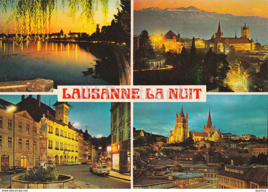 Lausanne La Nuit - night - Switzerland - unused - JH Postcards