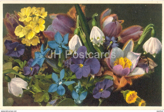 Fruhlingsblumen - Spring Flowers - flowers - 2217 - old postcard - 1940 - Switzerland - used - JH Postcards