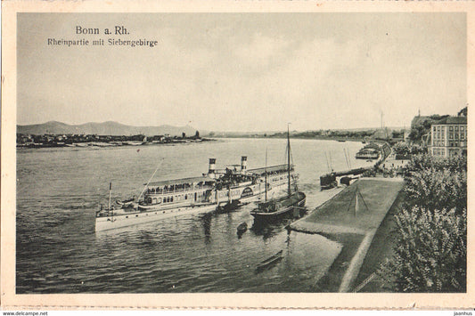 Bonn a Rh - Rheinpartie mit Siebengebirge - ship - steamer - old postcard - Germany - unused - JH Postcards