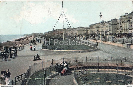 Hove Lawns & Promenade - old postcard - England - 1908 - United Kingdom - used - JH Postcards