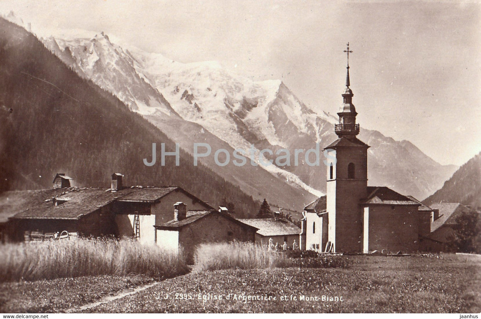 Eglise d'Argentiere et le Mont Blanc - 2995 - old postcard - France - used - JH Postcards
