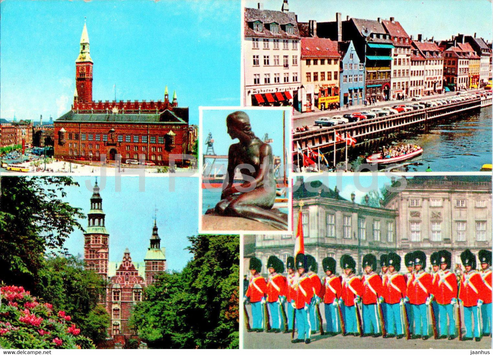 Copenhagen - Kopenhagen - Little Mermaid - towb hall - guard - multiview - 817 - 1968 - Denmark - used - JH Postcards