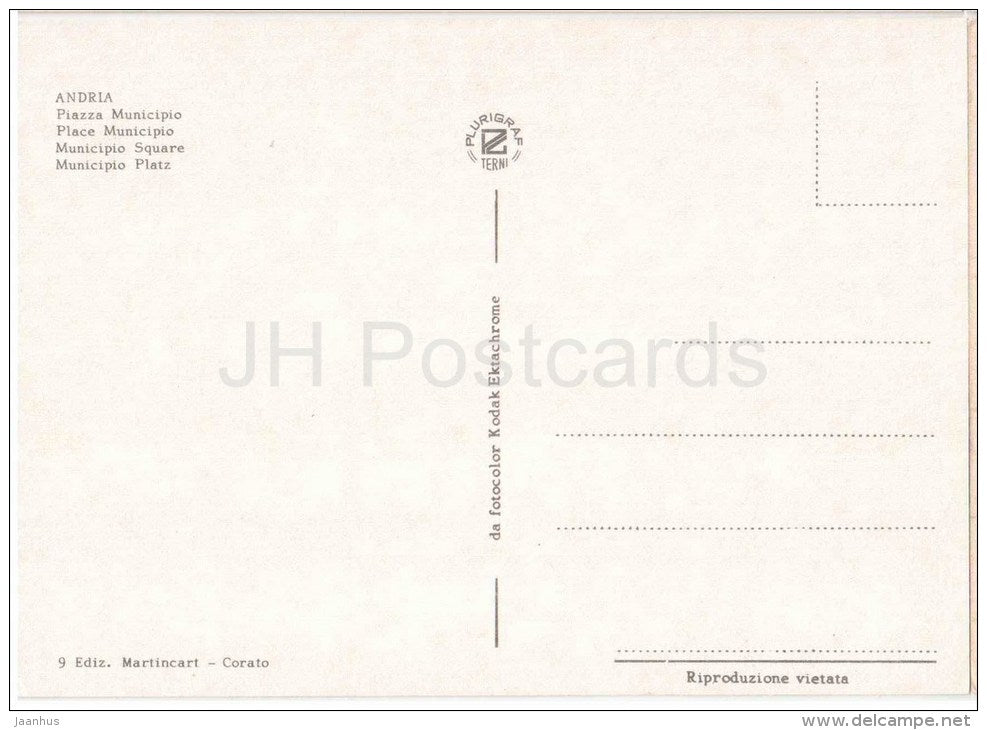 Piazza Municipio - square - Andria - Puglia - 9 - Italia - Italy - unused - JH Postcards