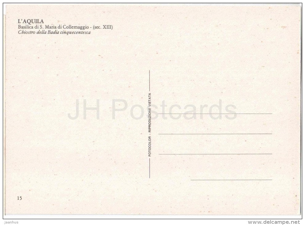 Basilica di S. Maria di Collemaggio , Chiostro della Badia - cloister - L´Aquila - 15 - Italia - Italy - unused - JH Postcards