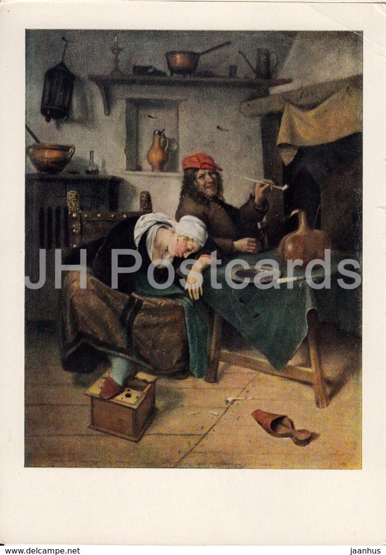 painting by Jan Steen - Revelers , 1660 - Dutch art - 1964 - Russia USSR - unused - JH Postcards