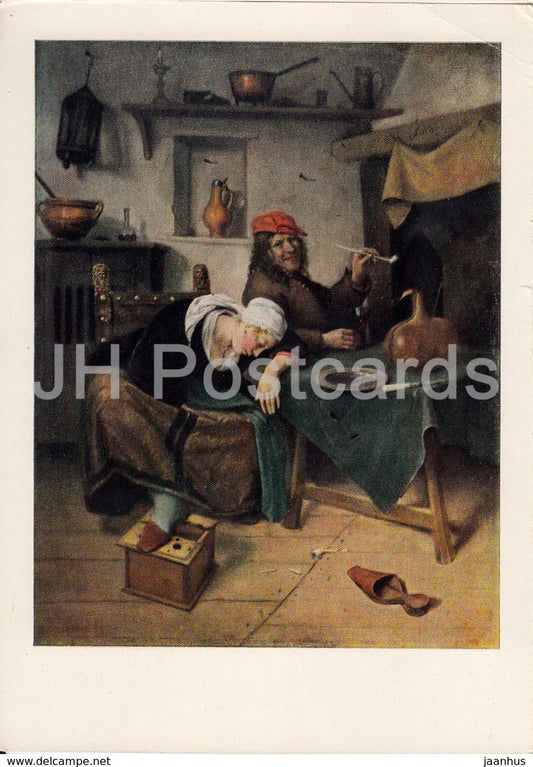 painting by Jan Steen - Revelers , 1660 - Dutch art - 1964 - Russia USSR - unused - JH Postcards
