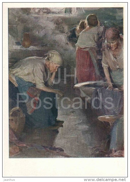 painting by A. Arkhipov - 1 - Laundress , 1901 - women - russian art - unused - JH Postcards