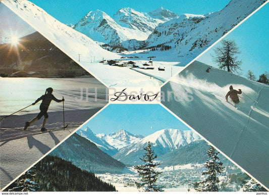 Davos 1560 m - Tinzenhorn - Piz Michel - Altein - Sertig Dorfli - Mittagshorn - skiing - 947 - 1981 - Switzerland - used - JH Postcards